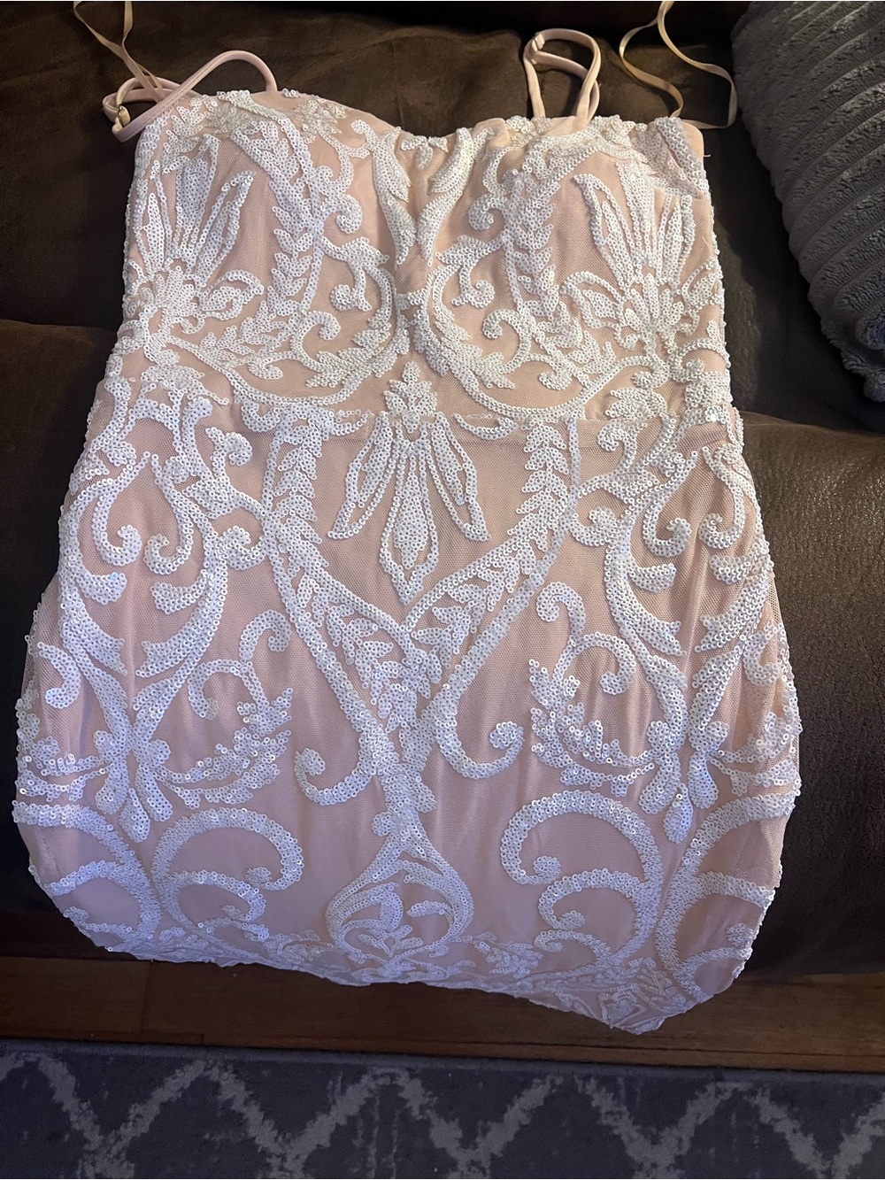 Windsor Pale Pink Sequin-Trim Dress